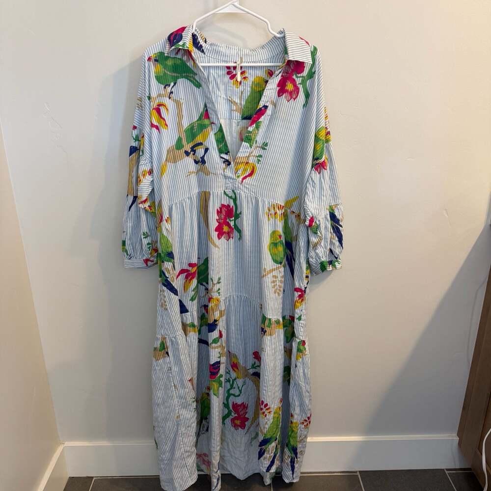 Anthropologie The Carolita Printed Tiered Shirt Maxi Dress Size XL - Picture 2 of 6